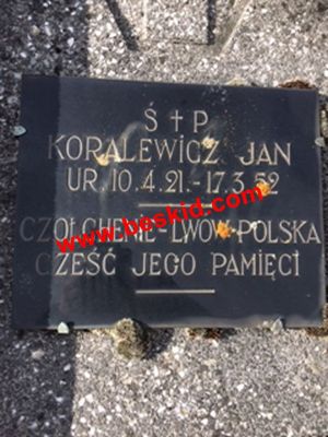 KORALEWICZ Jan
Né 10.04.1921
Décès 17.03.1952
30 ans
Copyright photo Joseph Lokietek
Copyright Frania
