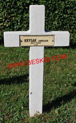 KRYSAK Lobrislaw
Décès 06.1940 Pierrepont (54)
Inhumation 24.06.1964 - Tombe 74
Armée Polonaise
copyright Frania 
